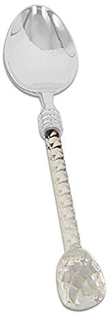 GLigeT Cuillère Cuillère à thé et café avec Manche en Cristal, louche à Dessert for crème glacée, cuillère for Maison/Bar, Fournitures de Cuisine Spoon Accessoires (Color : Silver)