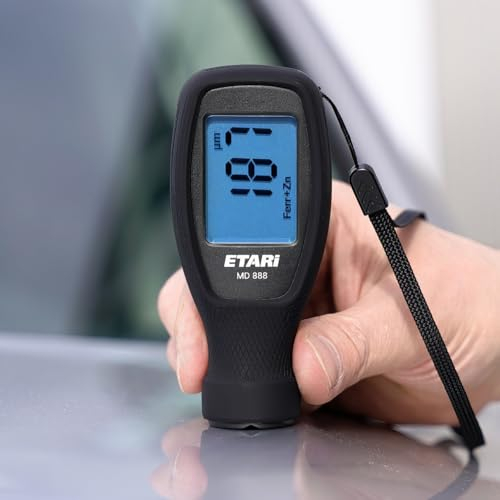 ETARI® MD 888 Auto Lackschichtenmessgerät mit Sensor aus verschleißfestem Rubin, erkennt verzinkte Teile und metallisch-magnetische Spachtelmasse, vollautomatisch, intuitiv, ohne Tasten