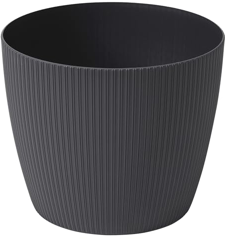 Dehner Maceta Magnolia, macetero Interior, Maceta reciclada, diámetro Aprox. 30,5 cm, Altura 24,6 cm, plástico, Antracita