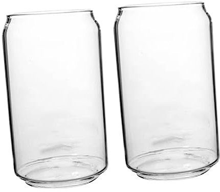 Mikinona Data [ Set 2 Bicchieri a Forma Di Lattina Anello Di Trascinamento, Bicchiere D'acqua Trasparente in Vetro, Per Birra, Succhi e Cocktail, Decorazione Da Tavola