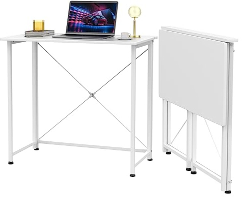 Utlenianie Schreibtisch Klappbar, Faltbar Klein Schreibtisch Platzsparend, Computertisch Klappbar, Klappschreibtisch für Büro, Wohnzimmer, Homeoffice, Camping, 80X45X75cm(weiß)