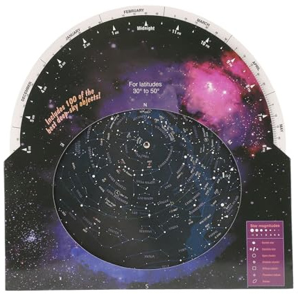 Planisfero Stellare, Guida Alla Mappa per Astronomia con 100 Ammassi, Nebulose e Galassie, per Osservare Costellazioni, Stelle Luminose, Oggetti dello Spazio
