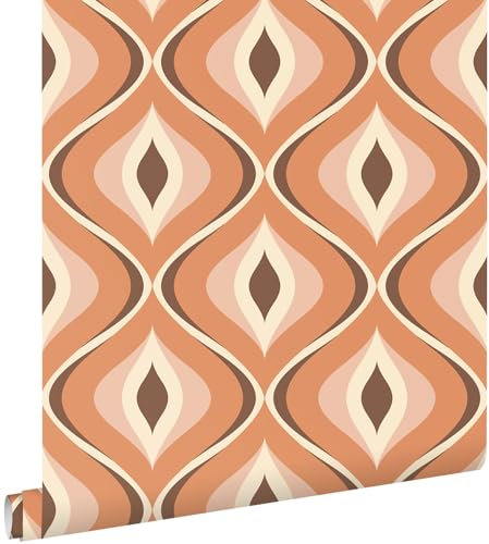 Esta Home Tapete Retro-Ornamente Orange und Braun 53 cm x 10.05 m