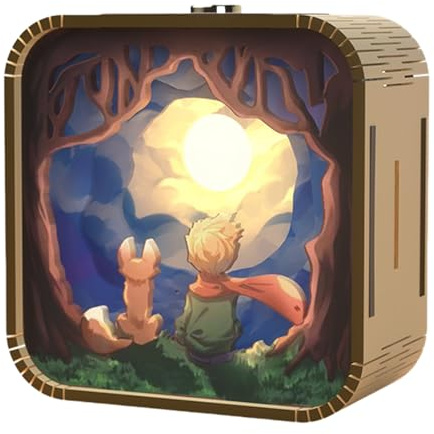 Woodbests Puzzle 3D en Bois avec Lampe LED - Veilleuse DIY pour Décoration Intérieure - Lumière Douce et Chaleureuse (Le Petit Prince)