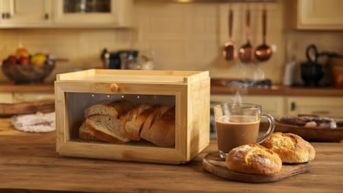 Maison Des Cadeaux Boîte à pain rectangulaire en bois de bambou à une seule couche