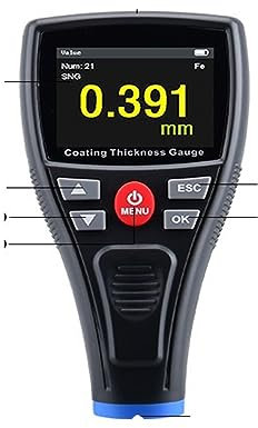 Spessimetro, Scree Misuratore di spessore del rivestimento digitale 0-1500um Tester di spessore del metallo portatile, Misuratore di profondità della vernice(WT2110B)