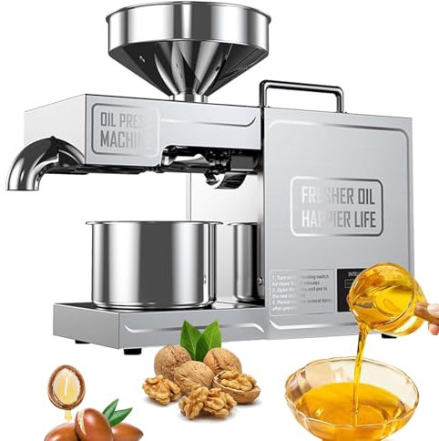 Eastnmythet Oil Press Machine 820W, Stainless Steel Cold Hot Oil Press Machine for Commercial Home Kitchen, High Oil Yield Oil Grinder