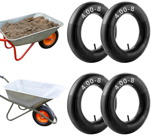 Oungy 4 Stück Schlauch 4.00-8, Schubkarren Schlauch, Schlauch für Schubkarrenrad, Schlauch Schubkarre 4.00-8, Schubkarrenrad für Sackkarren, Luftrad, Rasenmähe, Schiebekarre