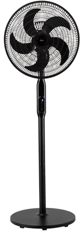 JATA JVVP3063 - Ventilador de Pie con Mando 50 W, Ventilador Oscilante Silencioso 40 cm, 5 Aspas, Temporizador 8 h, Altura Regulable 135 cm, Gran Caudal 3540 m³/h