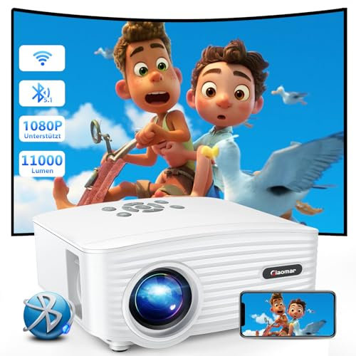 Beamer, 5G WiFi Mini Beamer 11000 Lumen Beamer Full HD 1080P Unterstützt, LED Video Beamer Heimkino/Outdoor Kompatibel mit TV Stick/Smartphone/Laptop/TV Stick/USB/HDMI Beamer Handy