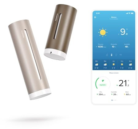 Netatmo Stazione Meteo ORIGINAL 2ª generazione | Interni & Esterni | Temperatura, Umidità, Qualità aria, UV, Pollini, Previsioni Meteo | Compatibile Apple Home, Alexa, Google Home - Sabbia - NWS-S-EC