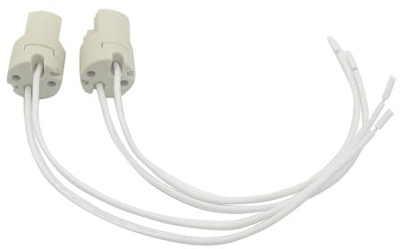 JAIYNIYADAKATA Lot de 2 douilles en céramique G8.5 aux halogénures métalliques 6 A 250 V avec fil en silicone haute tension pour ampoules à quartz de type G8.5, lampe halogène, ampoules LED, etc