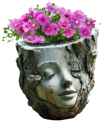 Blumentopf für Gesicht | Blumenkasten mit Frauengesicht – niedliche Vase aus Kunstharz, Deko, Büro, Garten, für Innen und Außen, Balkon, Terrasse