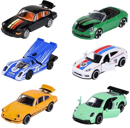 Majorette – Porsche Premium Cars 6 Assortiti – Modellini Auto Sportive in Metallo Die-Cast, Collezione Premium con Parti Apribili, 8502100002, Giocattolo per Bambini dai 3 Anni in su