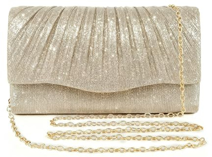 Suupii Glitter Gold Clutch Bags for Women, Gold Bags for Women