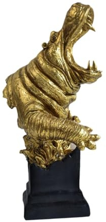 Ioensy Statua di testa di ippopotamo in resina, moderna, decorativa, scultura di animali, decorazione da tavolo per ufficio, libreria, soggiorno
