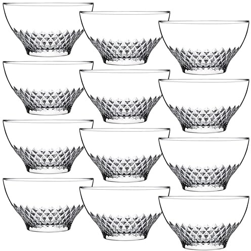 Queensway Home & Dining Pasabahce Stackable Glass Dessert Ice Cream Fruit Salad Cocktail Bowls Dish Set (12)