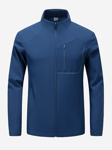 ranrann Sportjacka för män utomhus - mjukt skal, Ventproof-vattentät, inomhusull blå 5XL
