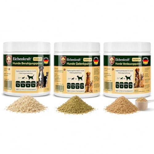3er Hunde Pulver Bundle – Gelenkpulver, Verdauungspulver & Beruhigungspulver für Hunde, Ergänzungsfuttermittel Pulver Set für Gelenke, Verdauung, Magen-Darm, Ruhe & tägliche Fütterung