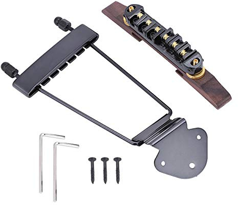 Dilwe Gitarrensteg Saitenhalter, Palisander Base Bridge mit Roller für 6-Saiter LP SG Jazz Gitarre