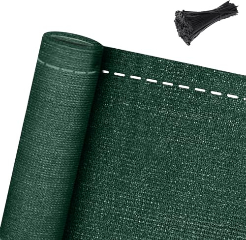 Aufun Zaunblende Schattiernetz Tennisblende Dunkelgrün, 1.5x10m | Sichtschutz aus HDPE 150 g/m², Zaun Windschutz Sonnenschutz Gewebe mit Kabelbinder für Sportplatz, Garten