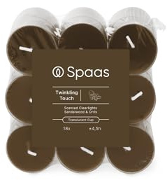 Spaas Velas de té perfumadas, recipiente transparente, 4,5 h, paquete de 18 unidades, aroma Twinkling Touch