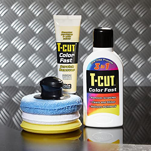 T-Cut Color Fast Car Paint Restorer Polish Wax with Scratch Remover Plus a Wax Applicator Set with Handle Set - White