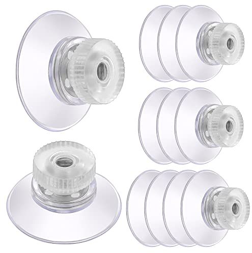 Grevosea 12 Pieces Suction Cups, 25mm Clear Suction Pads Plastic Sucker Pads with Metal Screw Nut Suction Holder for Glass Mirror Window Wall Door Table Top and Other Smooth Flat