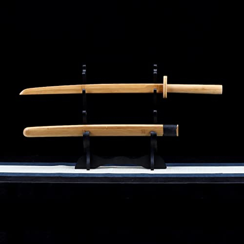 STARMS Natürliches Bambus-Katana, Handgefertigtes Samurai-Schwert Mit Scheide, Bokken Für Cosplay, Kendo-Training, Sammlung, Zuhause, Requisiten/Wood Color/88Cm