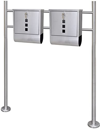 VACARX Double Mailbox on Stand Stainless Steel,Mailbox