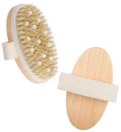 Naturborste,Bademassagebürste,Körperbürste, Trockenbürste, Körperpeelingbürste, Badebürste, Trockenmassagebürste, Peelingbürste, Cellulite reduzieren, Körper entspannen (Kreis)