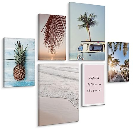 Muralo Wandbilder 6er-Set, Natur, Aufhängefertig - 4x 20x30 + 2x 30x40 cm | Leinwandbild, Modernes Design, UV-beständig - ideal für Wohnzimmer und Schlafzimmer, Ein echter Hingucker in jedem Zuhause