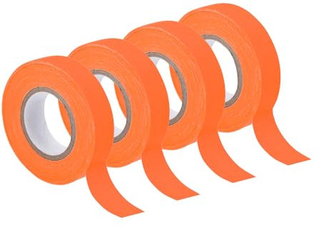 sourcing map 4 rollos de cinta adhesiva de tela de neón, 0.6 pulgadas x 32.8 pies, cinta adhesiva fluorescente negra para decoración del hogar de fiestas, naranja