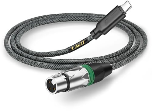 J&D Cavo Audio USB C a XLR per Microfono per Registrazioni Audio, Microfono Dinamico, Cavo Microfono Intrecciato USB C a XLR Compatibile con la Serie iPhone 15/16, 1 m