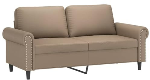 vidaXL Sofa 2-Sitzer, Loungesofa Couch mit Armlehnen Rückenkissen, Wohnzimmersofa Designsofa mit Metallgestell, Sitzmöbel Zweisitzer, Cappuccino-Braun Kunstleder