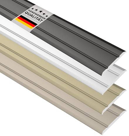 D-TACK Übergangsprofil Alu selbstklebend | Breite 37 mm | Länge 2,7 m | Schwarz| Flache Übergangsschiene | Übergangsleiste aus eloxiertem Aluminium | Abdeckleiste in Handwerker-Qualität