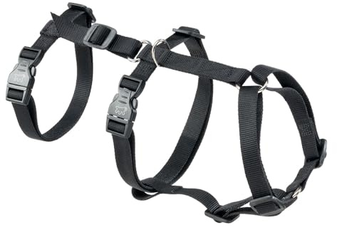 Ferplast Hundegeschirr Mittelgroße Hunde Brave MEDIUM, Ausbruchsicheres Hundegeschirr, Greyhound, Verstellbares Geschirr für Hunde, 6 Verschlüsse, Schwarz