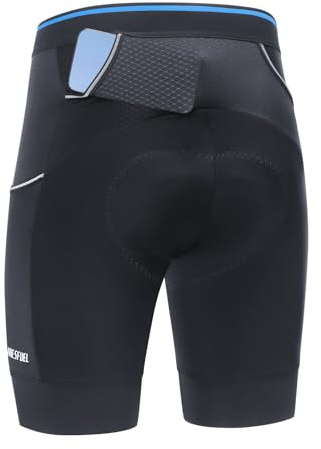 ARESFUEL Herren Radhose gepolstert, 120kg/m³ High Density Polsterung, Fahrradhose mit 3 Taschen 5001 Schwarz L
