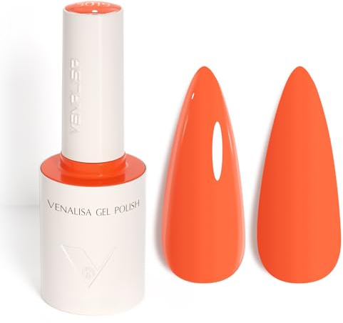 Venalisa Gel Nail Polish Orange 10ml Stylish Round Bottle with Top Label Showing Colour and Number UV Gel Polish for Stunning Nail Art Design 5019
