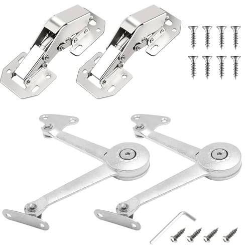 2 Pièces Charniere Porte Placard, Pas Besoin de Rainurage, avec 2 Charniere Relevable Réglable à 360°, Base Stable, Bonne Capacité de Charge, Convient aux Armoires, Armoires, etc (Argent)