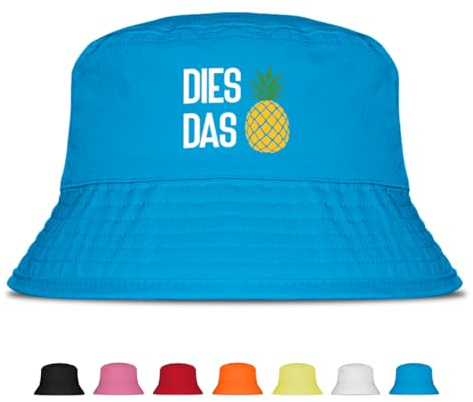 Prozente Momente Dies Das Ananas Fischerhut | Anglerhut | Sonnenhut | Sommer | Party | Lustige Sprüche | OneSize | Malle | Urlaub (Blau)