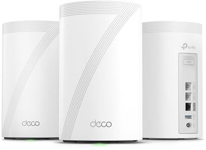 TP-Link Deco 7 Pro BE14000 Tri-Band Wi-Fi 7 Whole Home Mesh System | 8-Stream 14 Gbps | 10 Gbps WAN/LAN Port | Up to 8100 Sq.ft, 200 Devices Capacity | 320 MHz, HomeShield, AI-Roaming (BE67 3-Pack)
