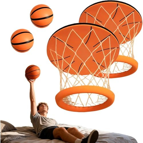 Decken-Basketballkorb für Innen, Mini Basketballkorb für Kinderzimmer & Büro, Komplettset mit 4 Softbällen & Sandform Ball, Ohne Montage, Lustiges Anti-Stress Spiel für Erwachsene & Kinder
