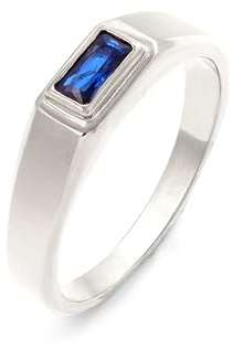 Kuzzoi Herrenring mit Saphir Edelstein Siegelring Polierter | Herren Ring Bandring für Männer in den Ringgrößen 60 - 66