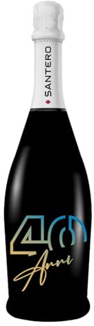 BRANDGIFT.IT Bottiglia Personalizzata Compleanno Santero 958 NERA Spumante Extra Dry Perlage Floreale Bottiglie Personalizzate Anni Compiuti Ottimo Regalo Per Brindisi Originali (BLU, 40 ANNI)