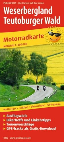 Publicpress Motorradkarte Weserbergland, Teutoburger Wald 1:200.000: Motorradkarte mit Ausflugszielen, Einkehr- & Freizeittipps und Tourenvorschlägen, ... GPS-genau. 1:200000 (Motorradkarte: MK)
