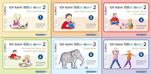 Ich kann Sätze lesen Teil 2 in Sprechsilben mit Dana und Leander: 6 verschiedene Themen, 100 Sätze-Lesekarten mit rückseitiger Selbstkontrolle für die ... Selbstkontrolle für die 1. und 2. Klasse