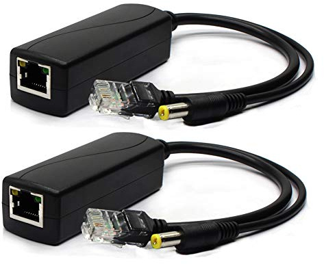 ANVISION 2-Pack Active PoE Splitter Adaptateur IEEE 802.3af Compliant 10 / 100Mbps, DC 12V Sortie pour caméra IP Wirelss AP Routeur Voip Téléphone AV-PS12