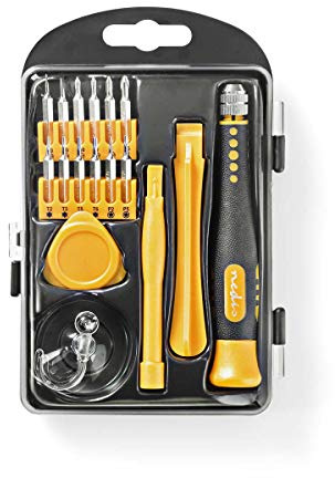 NEDIS Toolkit 17-in-1 for PC, Smartphone, Tablet & Electronic Device Repair in Storage Case, Yellow