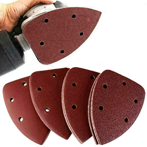 Detail Sander Paper, 40Pcs Mouse Sanding Pads Mixed Grits 60/80/120/240 5 Holes Detail Sandpaper Sheet 140 * 100MM